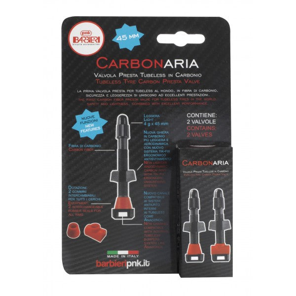 Par de válvulas Presta Tubeless de carbono - 45 mm