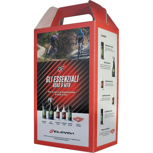 Eleven Kit The Essential Road & MTB - Productos para la bicicleta de cuidado y mantenimiento con folleto ilustre