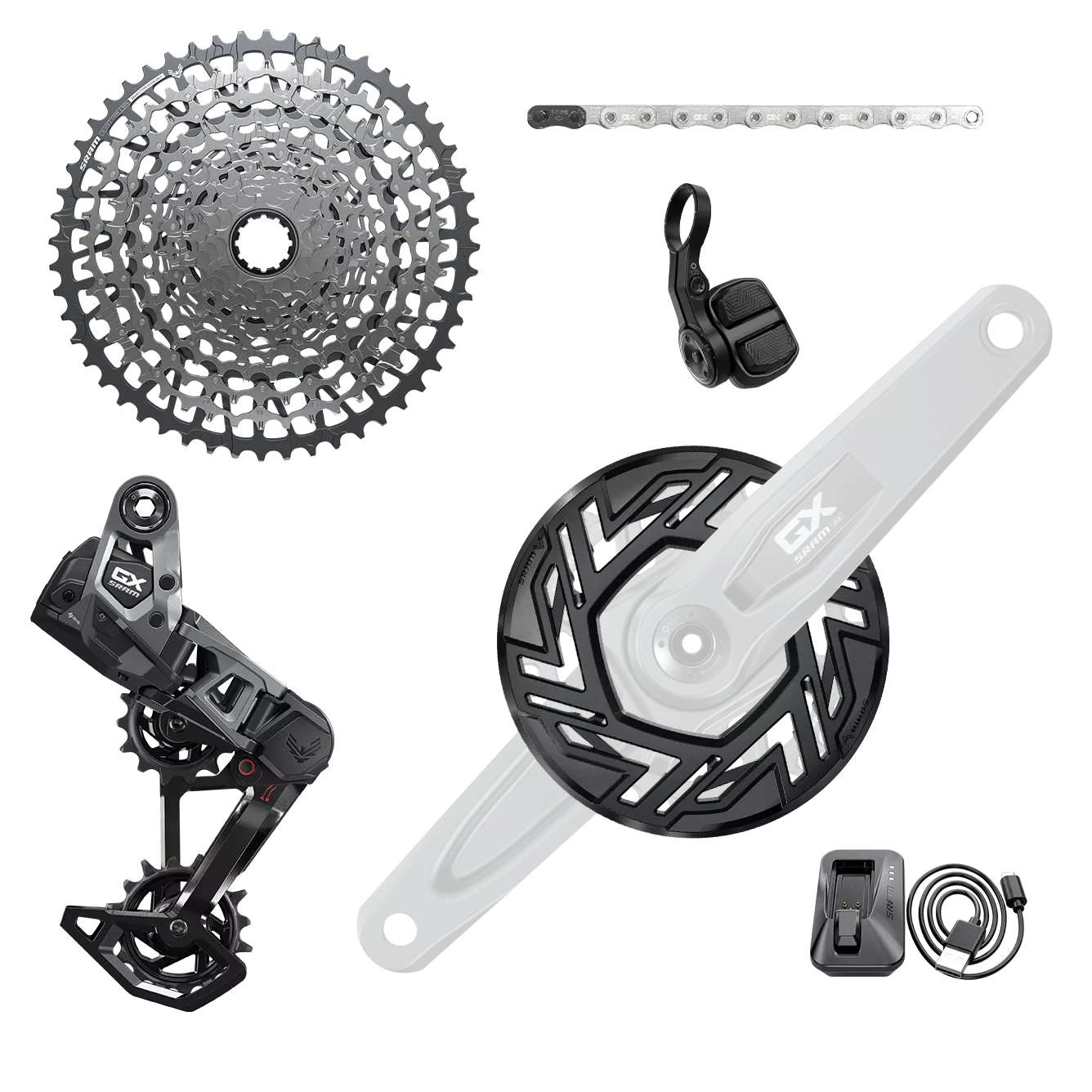 SRAM GX EAGLE AXS Transmission E-MTB 104 BCD T-TYPE group without pedagle